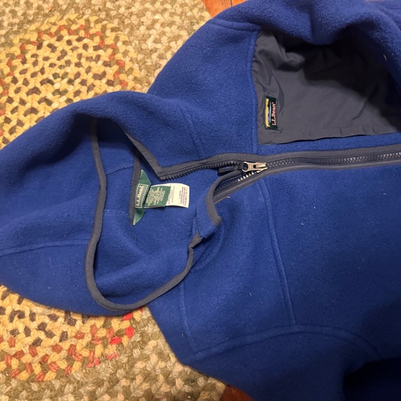 L.L. Bean Kids Royal Blue fleece Jacket hooded size 14-16 - Picture 4 of 6